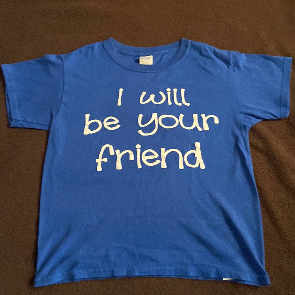 Small youth T-shirt, brand is gildan, it’s 100% cotton